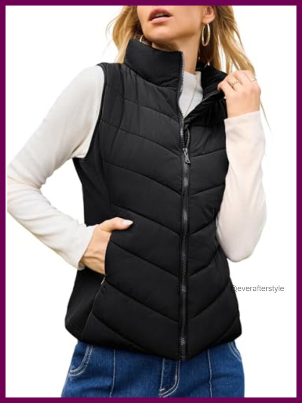 Quilted Puffer Vest Lightweight Sleeveless Zip Up Outerwear